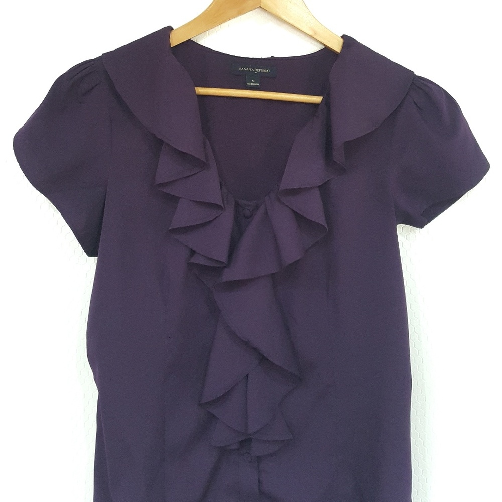 BR Banana Republic Cascade Ruffle Button Blouse